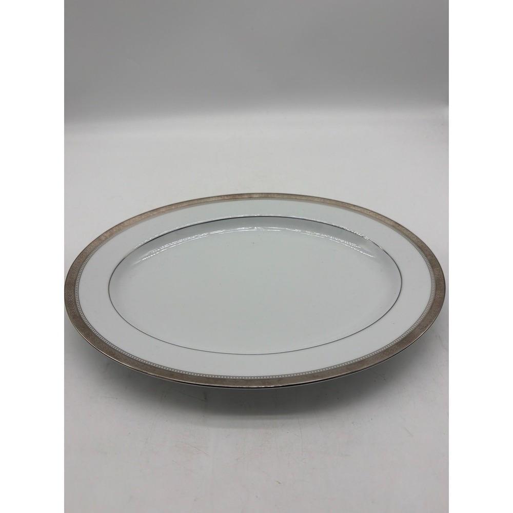 Noritake Contemporary Fine China "Manor Platinum 13.5" Oval Serving Platter